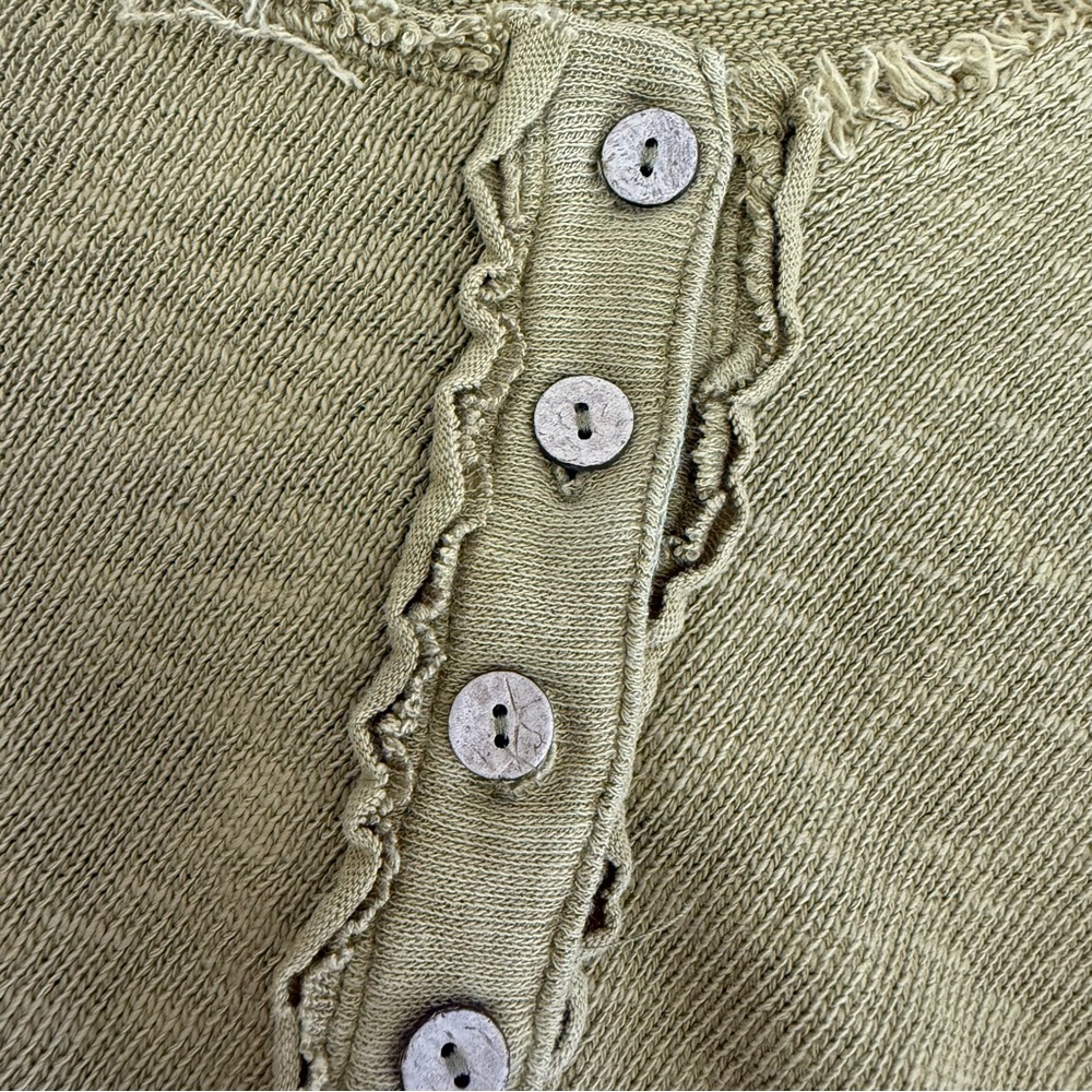 Free People X We The Free Golden Road Cardigan Curly Willow Mustard Olive Crop - Picture 12 of 15